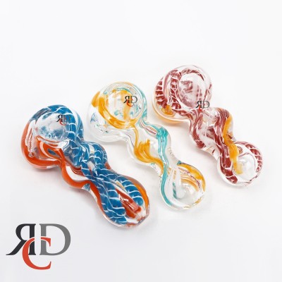GLASS PIPE RIBBON WITH 3 BALL GP2093 1CT